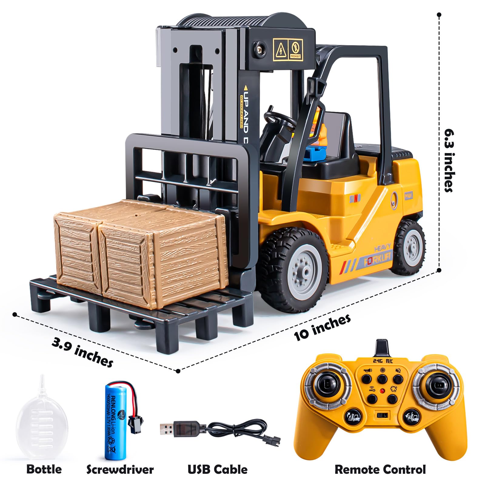 VijiSuki RC forklift package with simple setup instructions