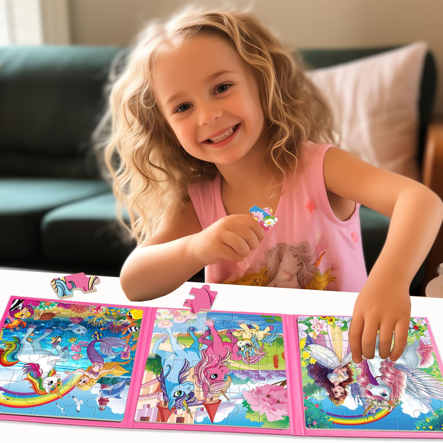 VIJYYZT underwater mermaid scene magnets secure pieces during car trips.