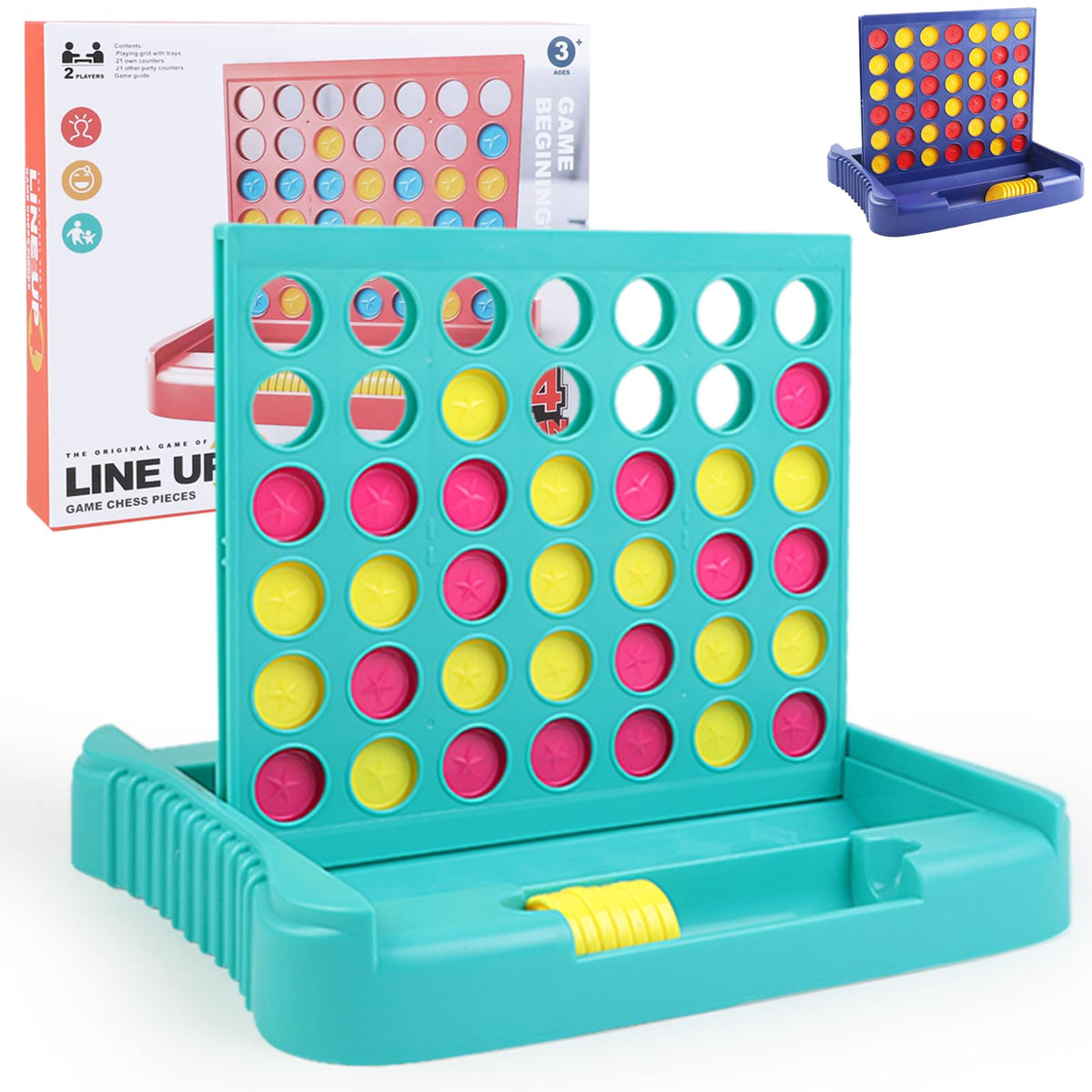 Vikutu 4-in-a-Row green board top view for portable travel play