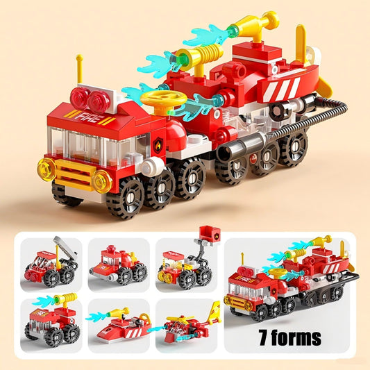 Vilbocr Fire Engine and Rescue Vehicles set showing detailed parts for imaginative building.