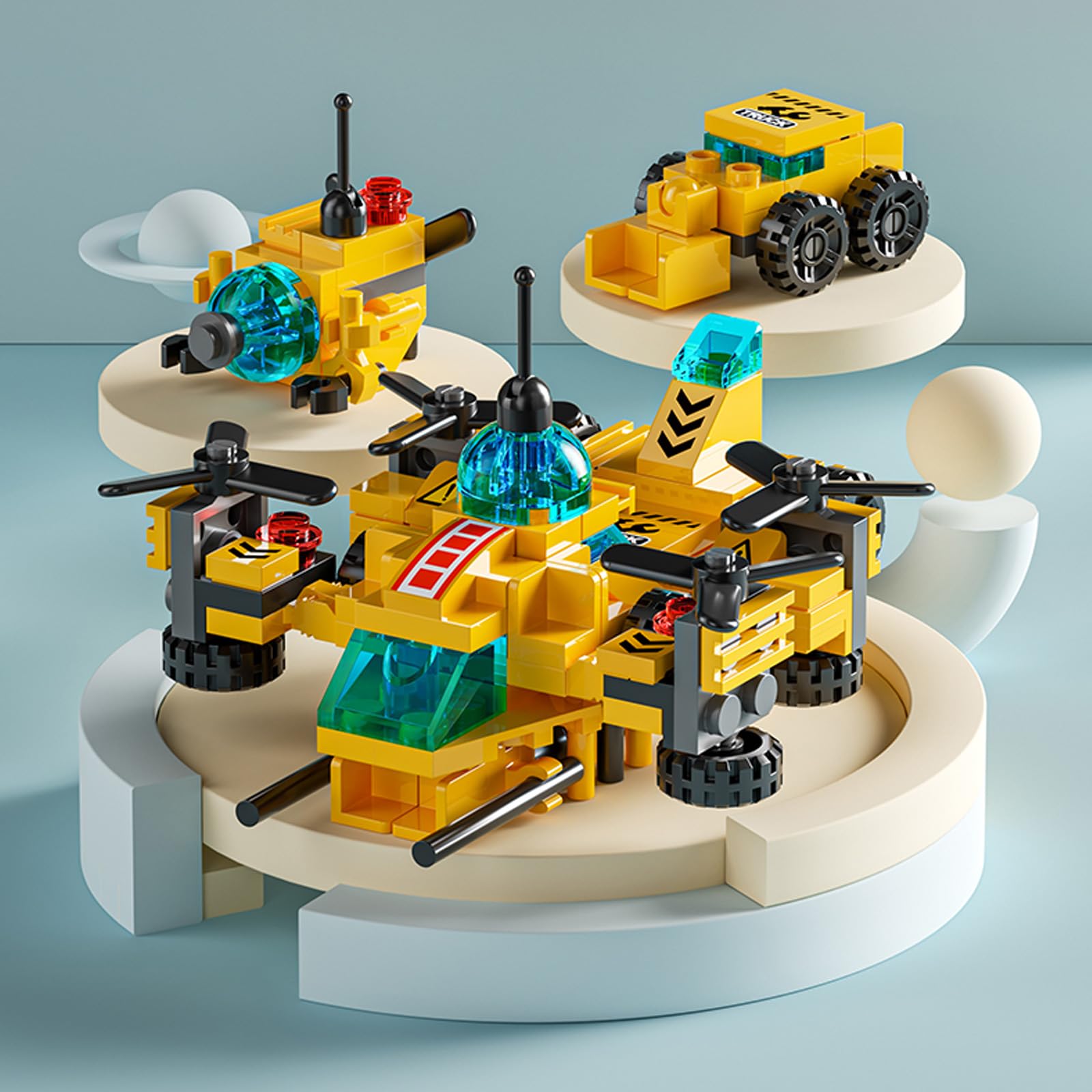 Child assembling Vilbocr blocks to create urban rescue scenes.