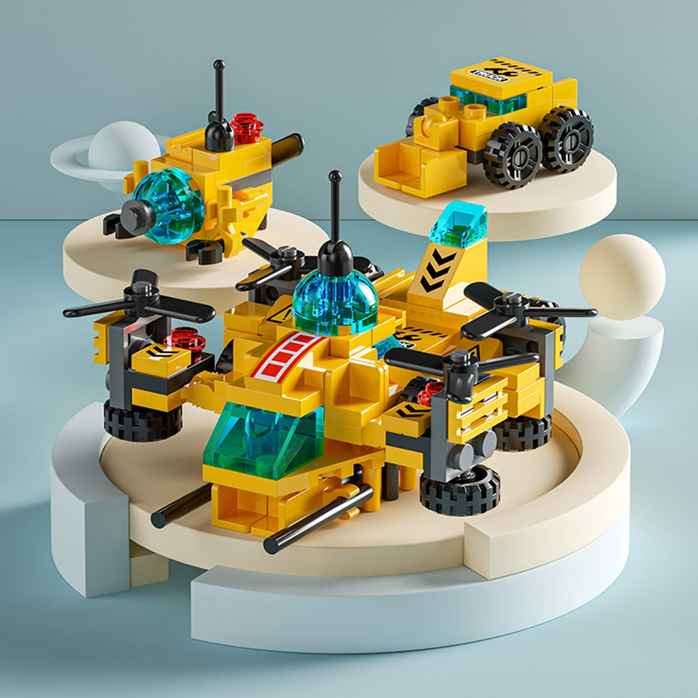 Child assembling Vilbocr blocks to create urban rescue scenes.