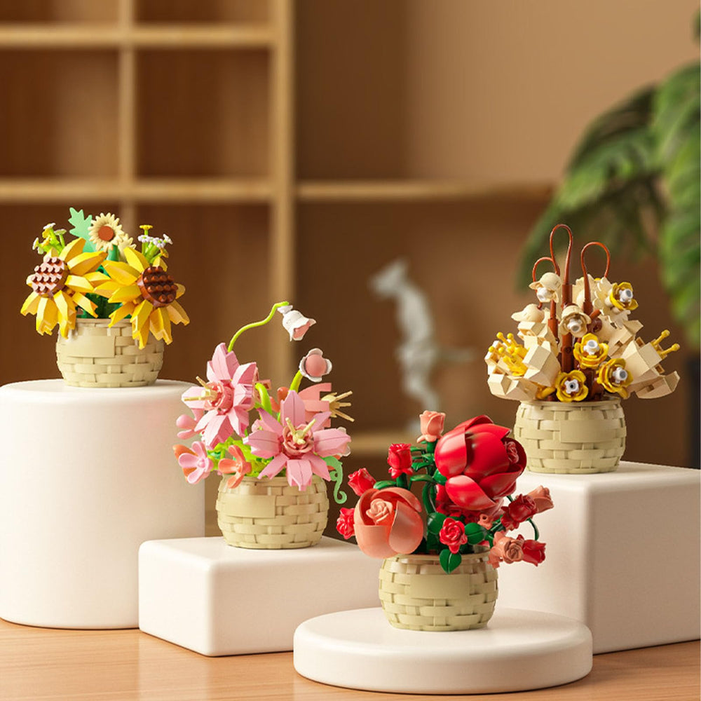 Vilbocr mini flowers blocks set daisies, sunny petals-inspired blocks for collaborative projects.