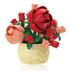 Vilbocr mini flowers blocks set rose focus, palm-sized display and creative building for kids and adults.