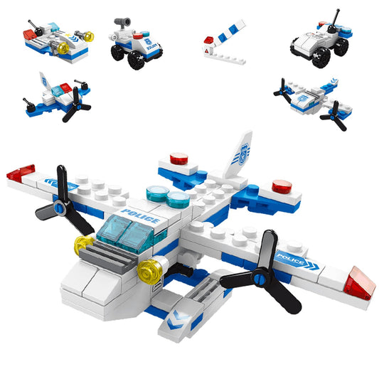 Vilbocr Sky Police airplane front view, 137-piece STEM set sparks imaginative play