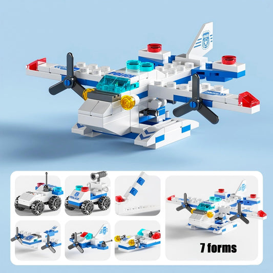 Transformable Vilbocr Sky Police airplane model for hands-on building