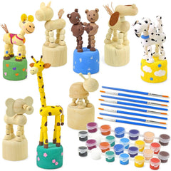 Vileafy wooden animal figures for painting, ideal for hands-on creative play.