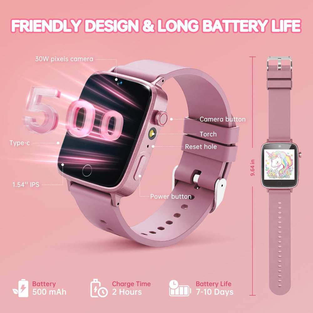 Vilicert Kids Games Watch battery life feature, long-lasting use for days.