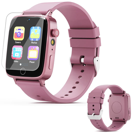 Vilicert Kids Games Watch pink front view, ideal for engaging learning on the go.