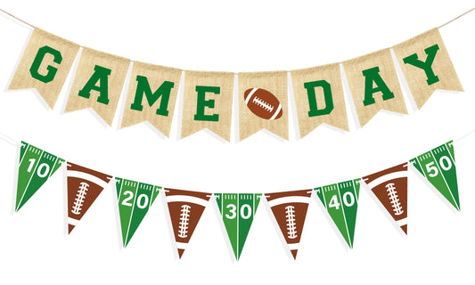 VILIFEVER game day burlap banner with football motif for festive sports parties
