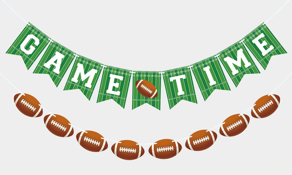 VILIFEVER game time banner with bold football motifs for indoor party decor.