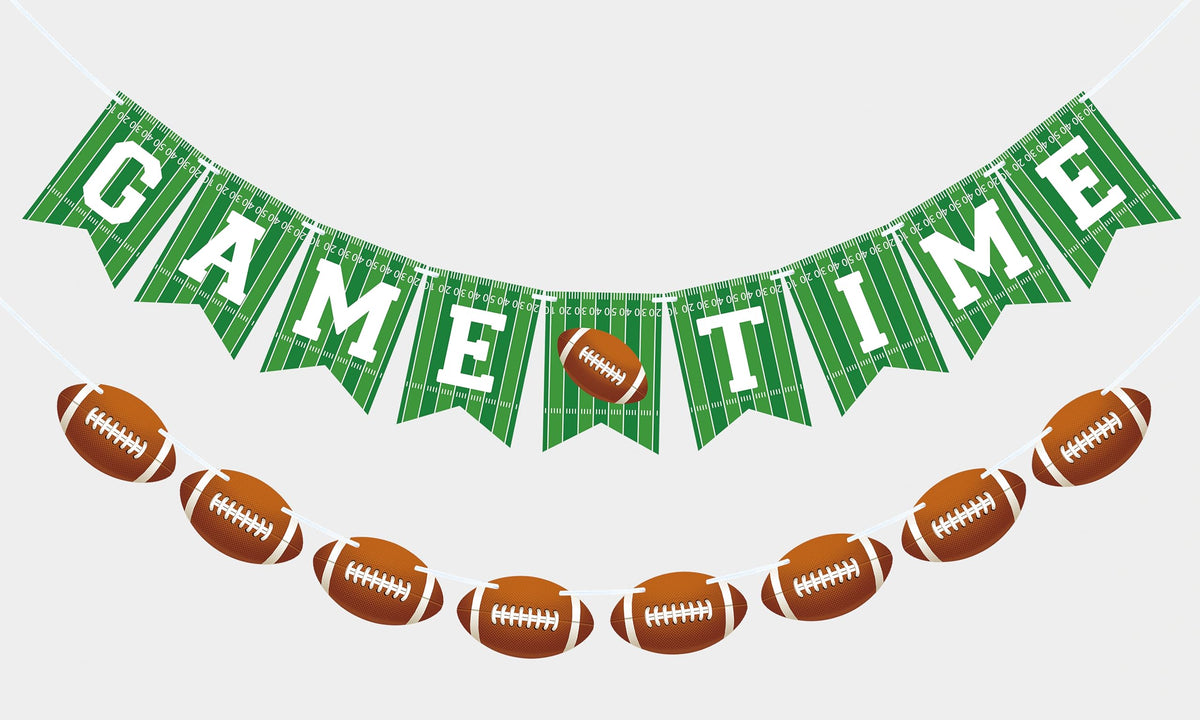 VILIFEVER game time banner with bold football motifs for indoor party decor.