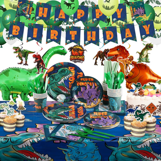 Vinfo dinosaur plates for kids' party, sturdy and mess-friendly.