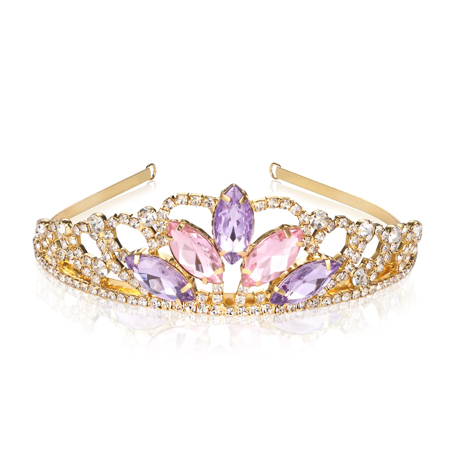 Vinjewelry Rapunzel Tiara gold crown for elegant cosplay and party styling