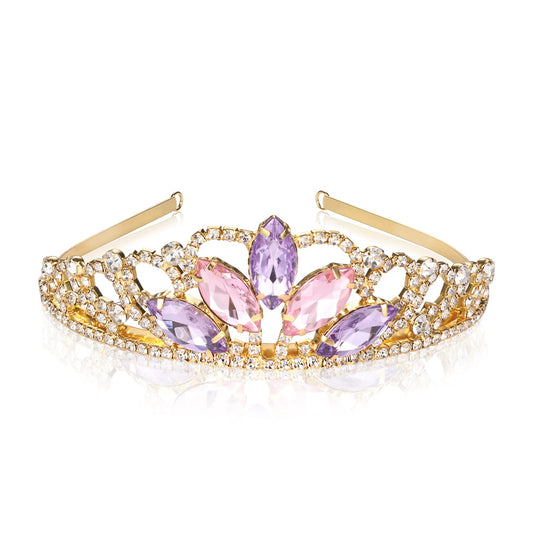 Vinjewelry Rapunzel Tiara gold crown for elegant cosplay and party styling