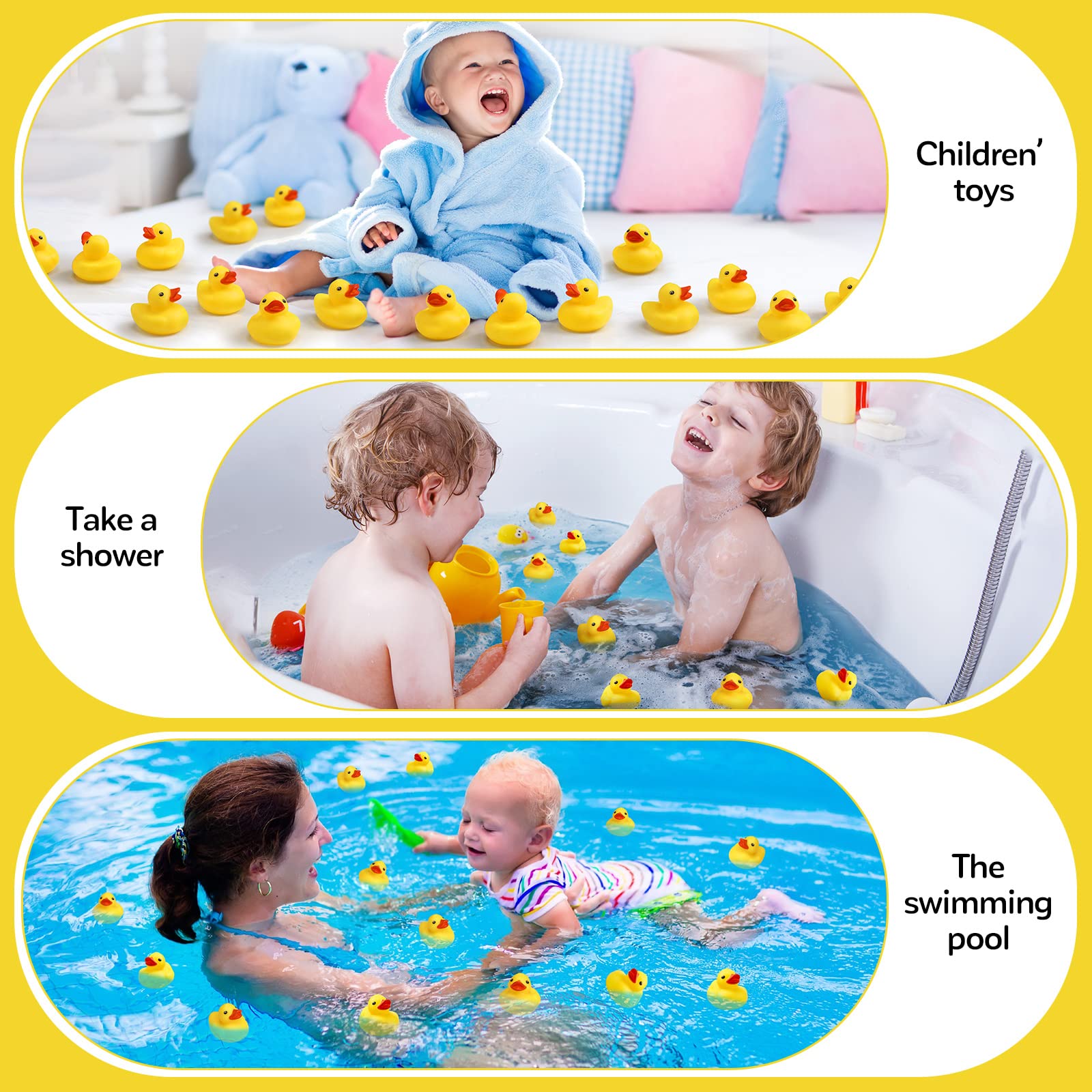 Vinsot bath ducks brighten nurseries and playrooms with cheerful yellow hue.