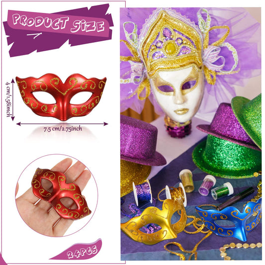 Vinsot mini Mardi Gras mask cake topper, easy to apply on desserts.