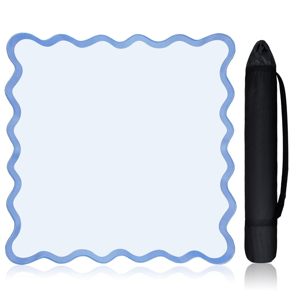 VioraWhite 21-inch blue scalloped mahjong mat for travel and style.