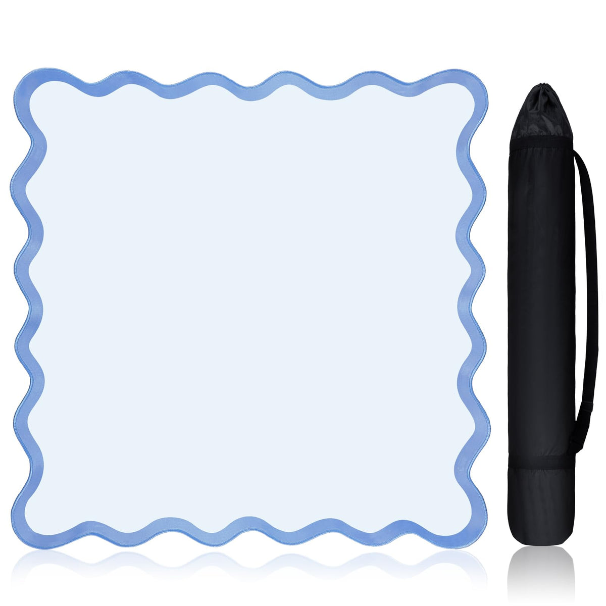 VioraWhite 21-inch blue scalloped mahjong mat for travel and style.