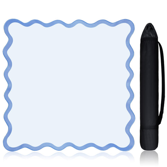 VioraWhite 21-inch blue scalloped mahjong mat for travel and style.