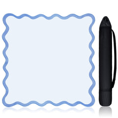 VioraWhite 21-inch blue scalloped mahjong mat for travel and style.