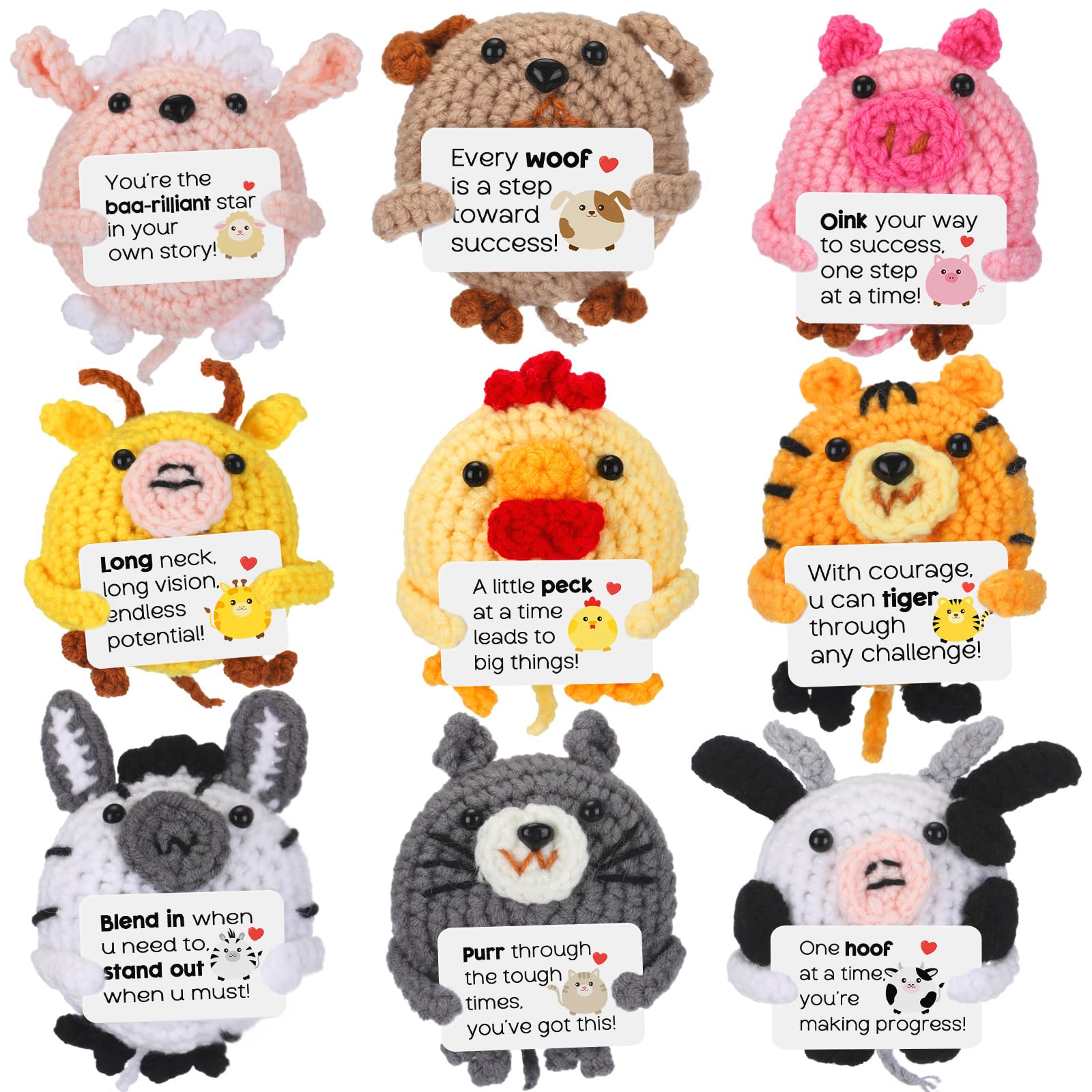 VioraWhite 9-pcs crochet farm animals set for desk decor and gifts