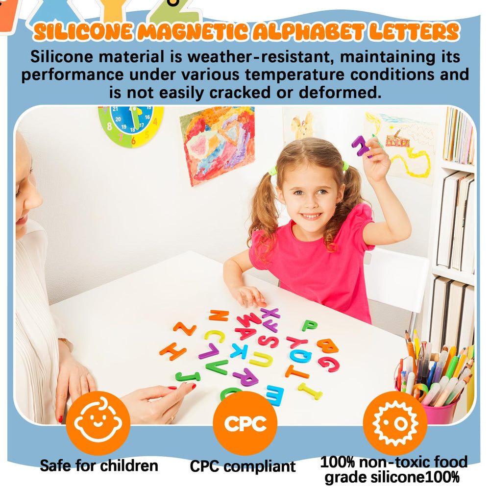 VioraWhite colorful letter magnets set ideal for letter recognition.