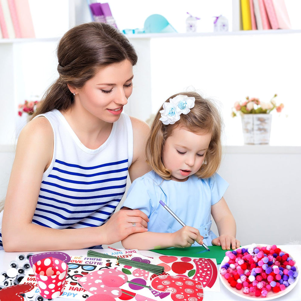 VioraWhite glue and twist sticks with felt balls enable quick, satisfying DIY crafts.