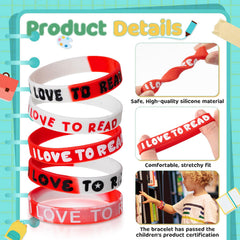 VioraWhite I Love to Read wristbands durable silicone for daily wear.