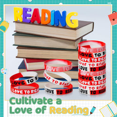 VioraWhite I Love to Read wristbands suit reading-themed party decorations.