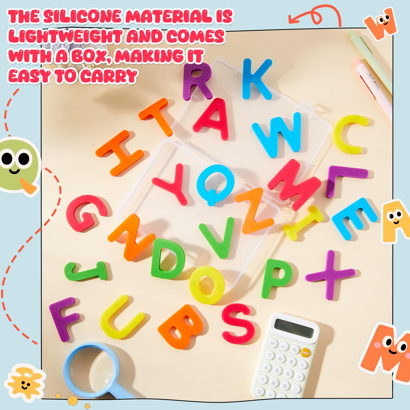 VioraWhite letters on whiteboard illustrate versatile magnetic learning.