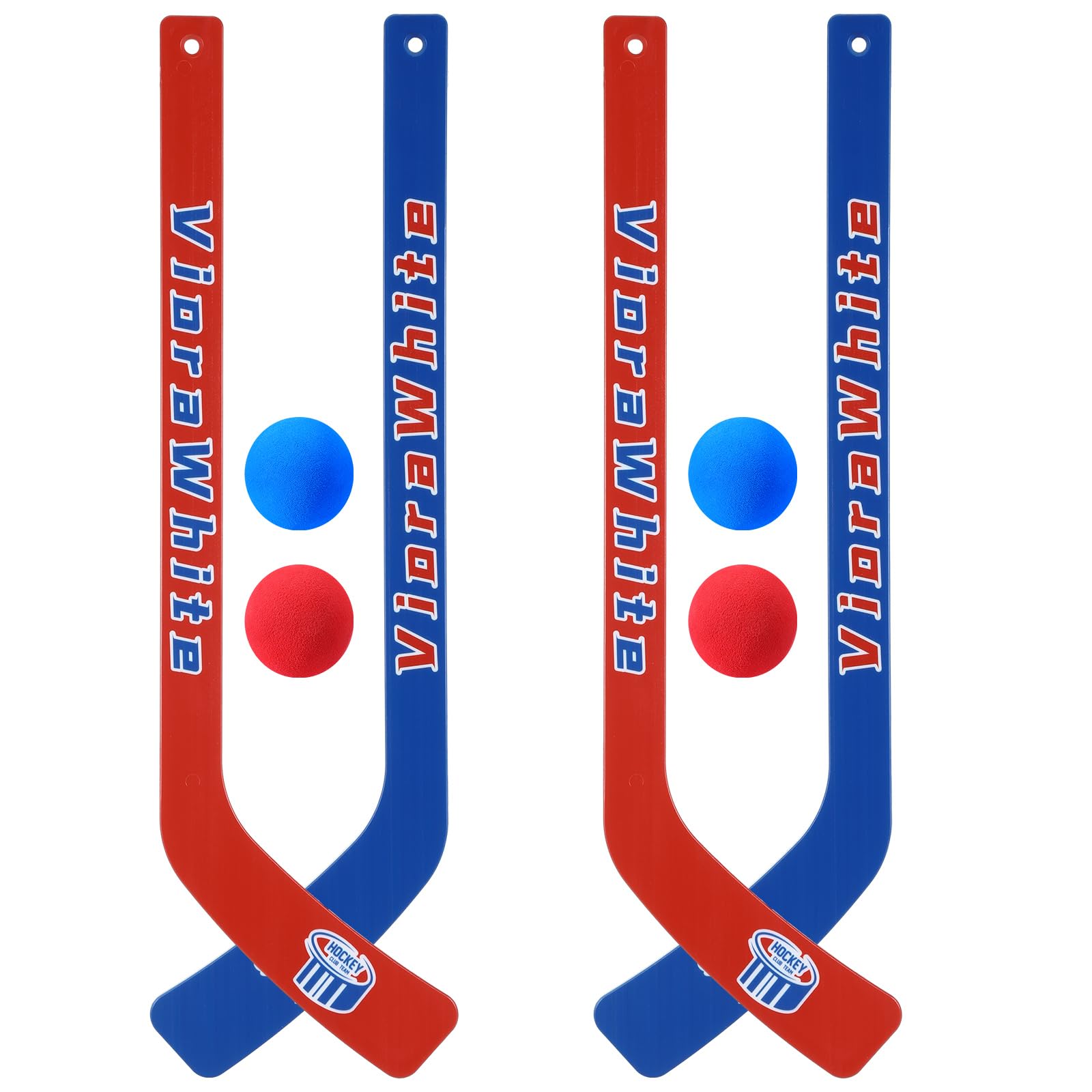 VioraWhite mini knee hockey sticks four-pack for quick indoor practice and multi-player fun.