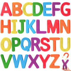 VioraWhite rainbow alphabet magnets on fridge support early literacy play.