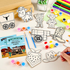 VioraWhite western-theme cards to pair with painted wooden pieces.