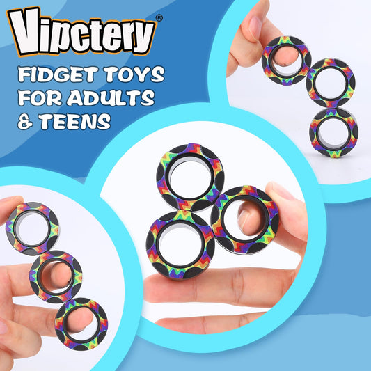 Vipctery magnetic rings trio for tactile control and finger dexterity
