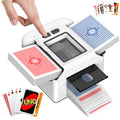 Vipdream automatic card shuffler in top view performing a quick two-deck shuffle.
