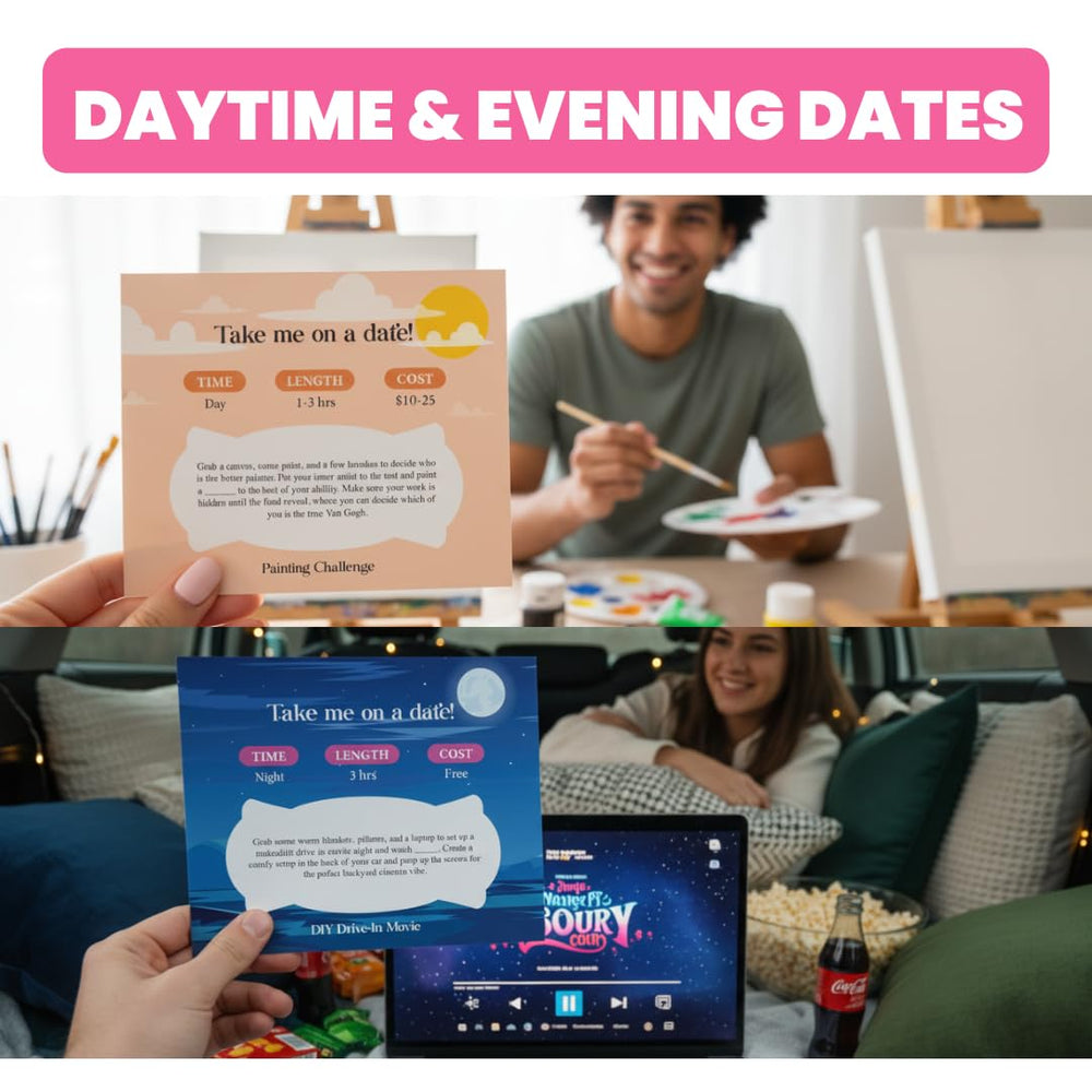 Viral Studios scratch-card reveal showing a hidden date idea for a fun evening.