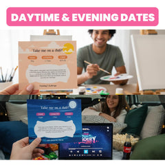 Viral Studios scratch-card reveal showing a hidden date idea for a fun evening.