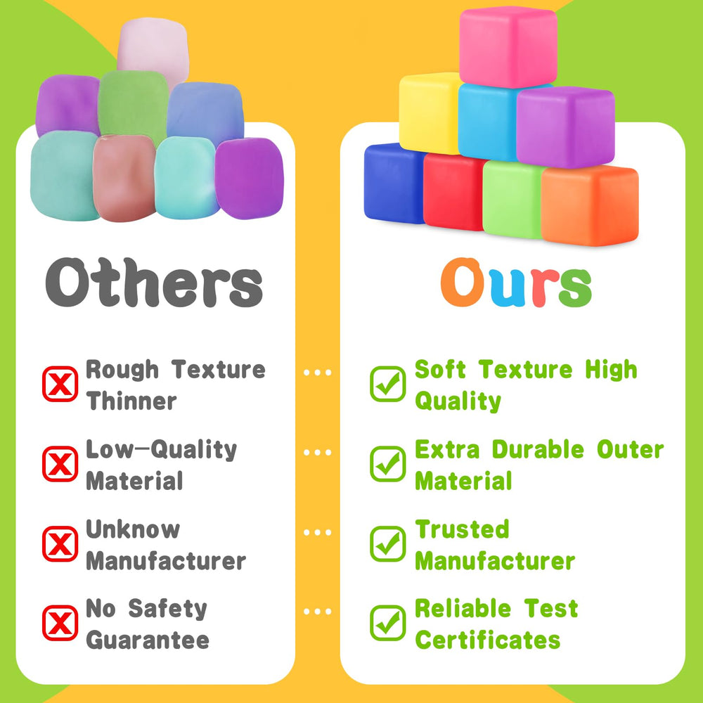 Viroucal squishy stress cubes closeup reveals soft texture ideal for squish and relief