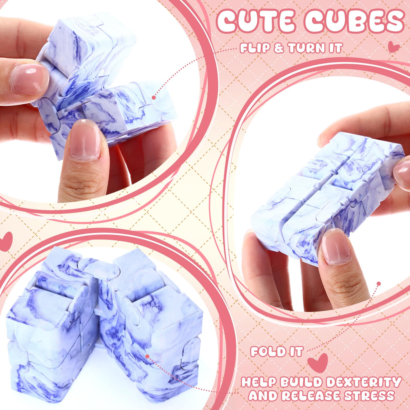 VioraWhite cubes in multiple colors illustrating variety and play.