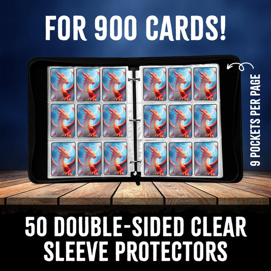 Virtualtonyshop 900-card capacity binder showcases your collection with clear sleeves.