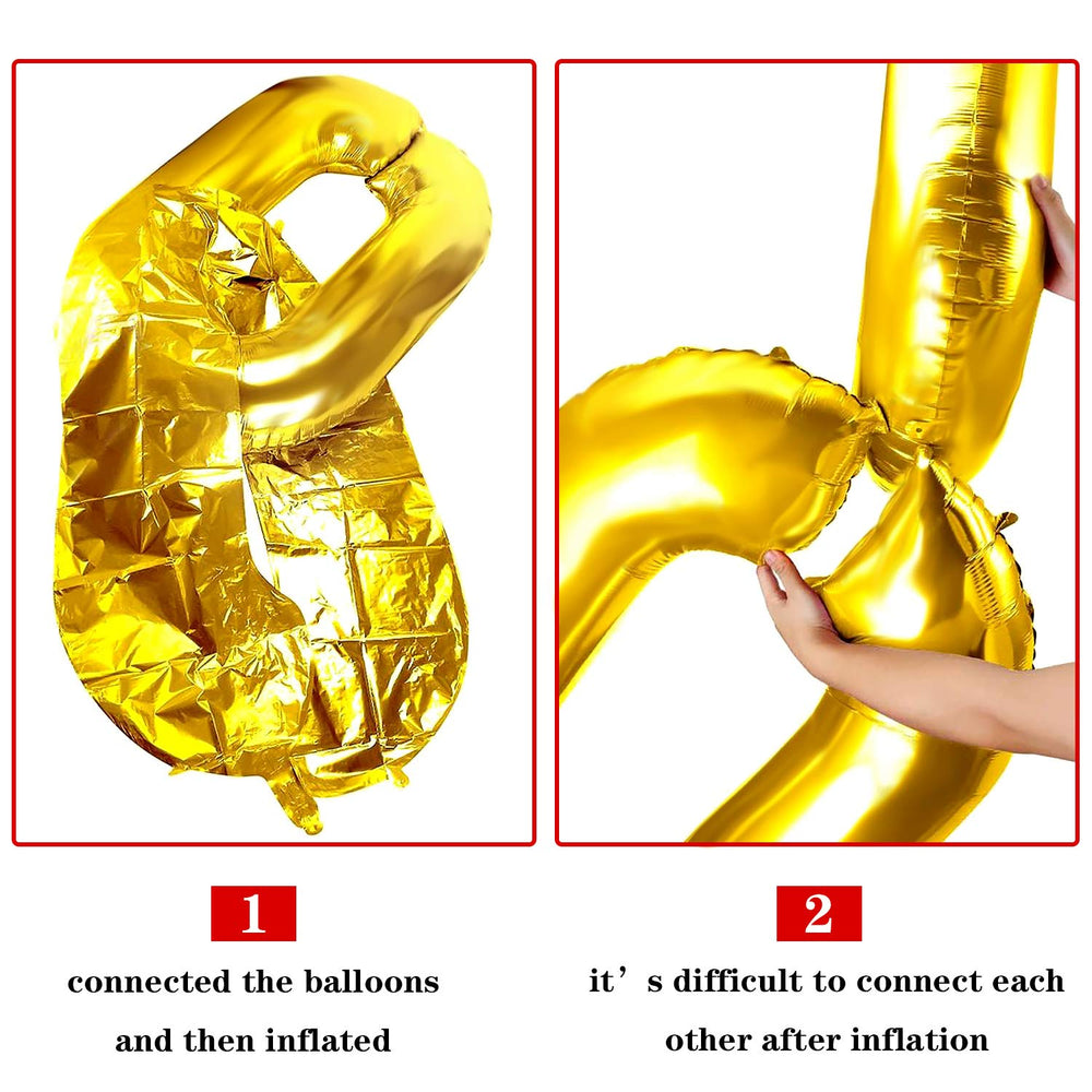 Virtue Morals 32-inch gold foil chain balloons can float with helium for elegant event visuals.