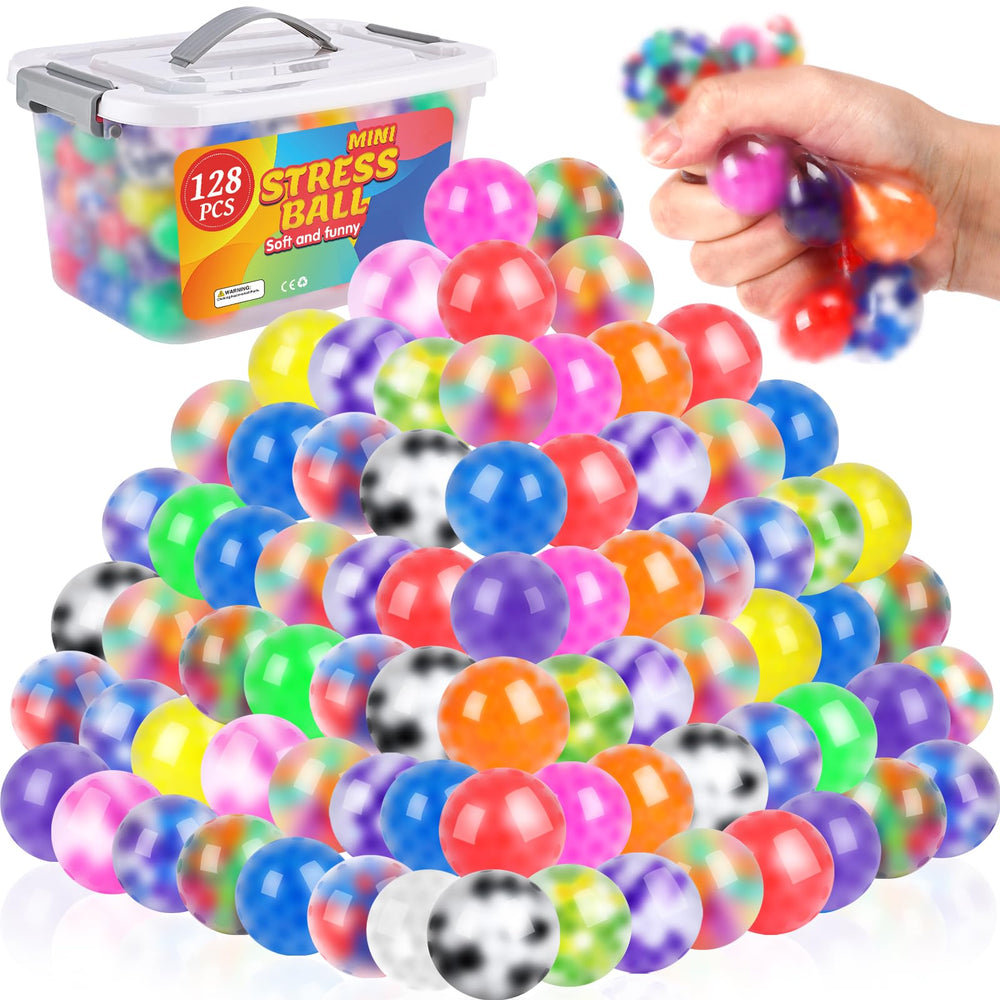 VISCOO 128-pack stress balls in assorted colors for quick stress relief and focus