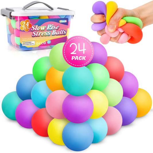 VISCOO 24-pack stress balls in vibrant colors for versatile squeeze relief and focus.