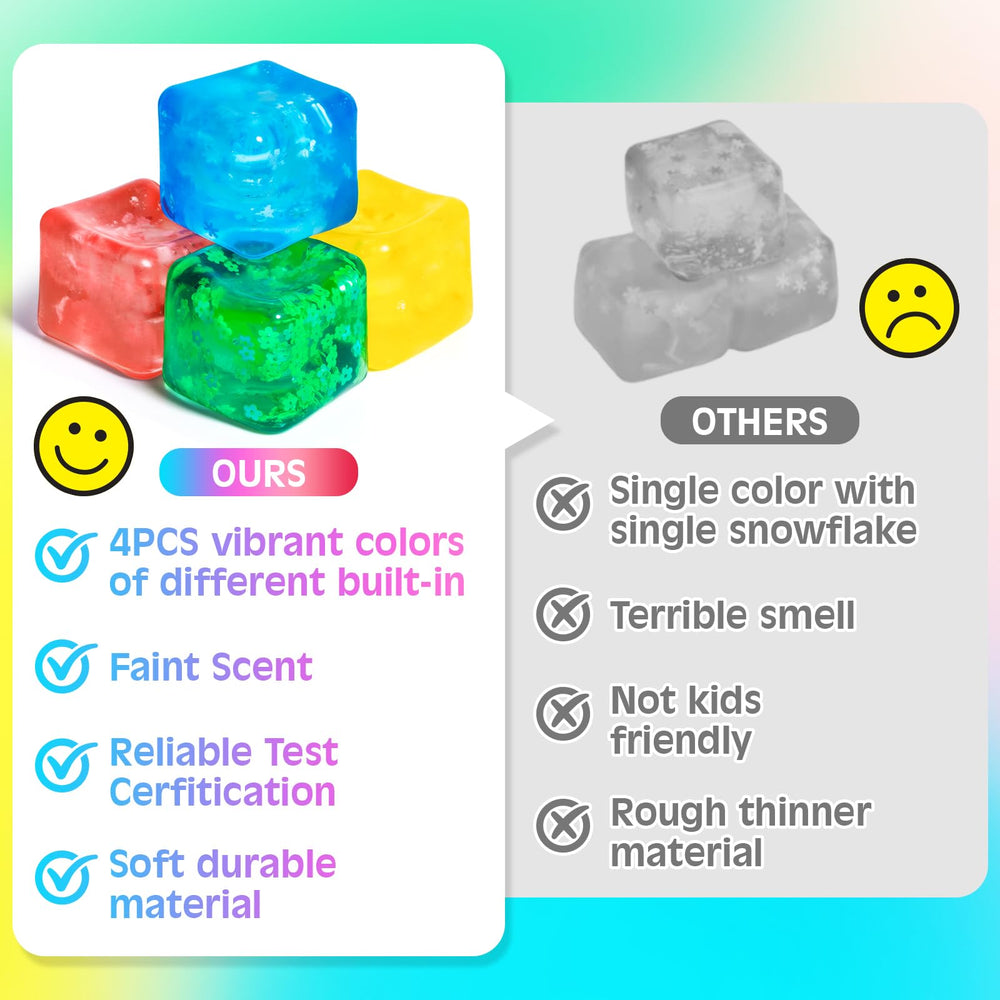 VISCOO 4-pack stress cubes held in hand for on-the-go relief