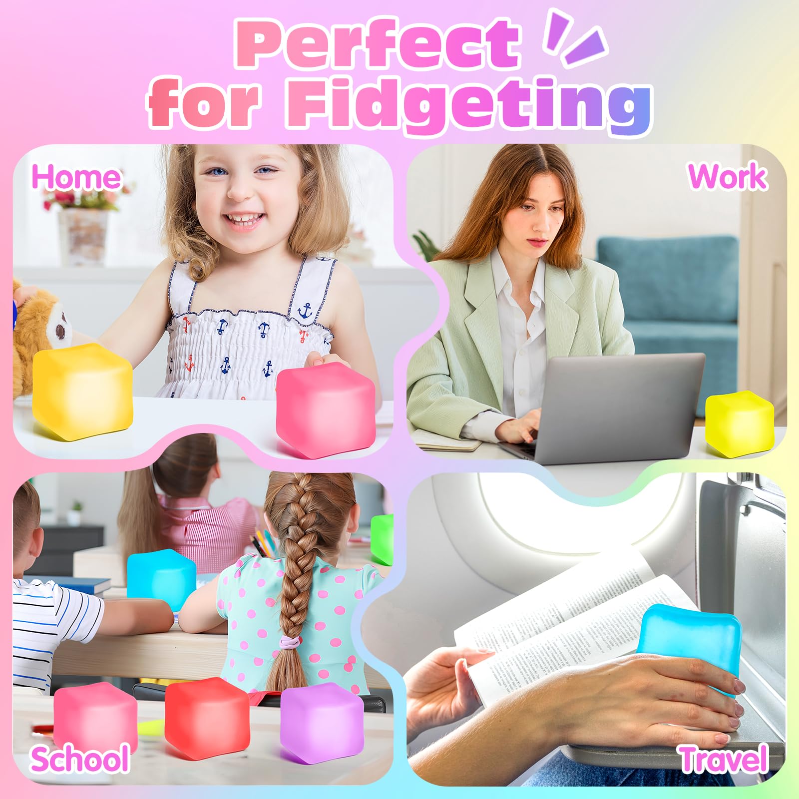 VISCOO 8-pack stress cubes in orange for tactile play to ease tension