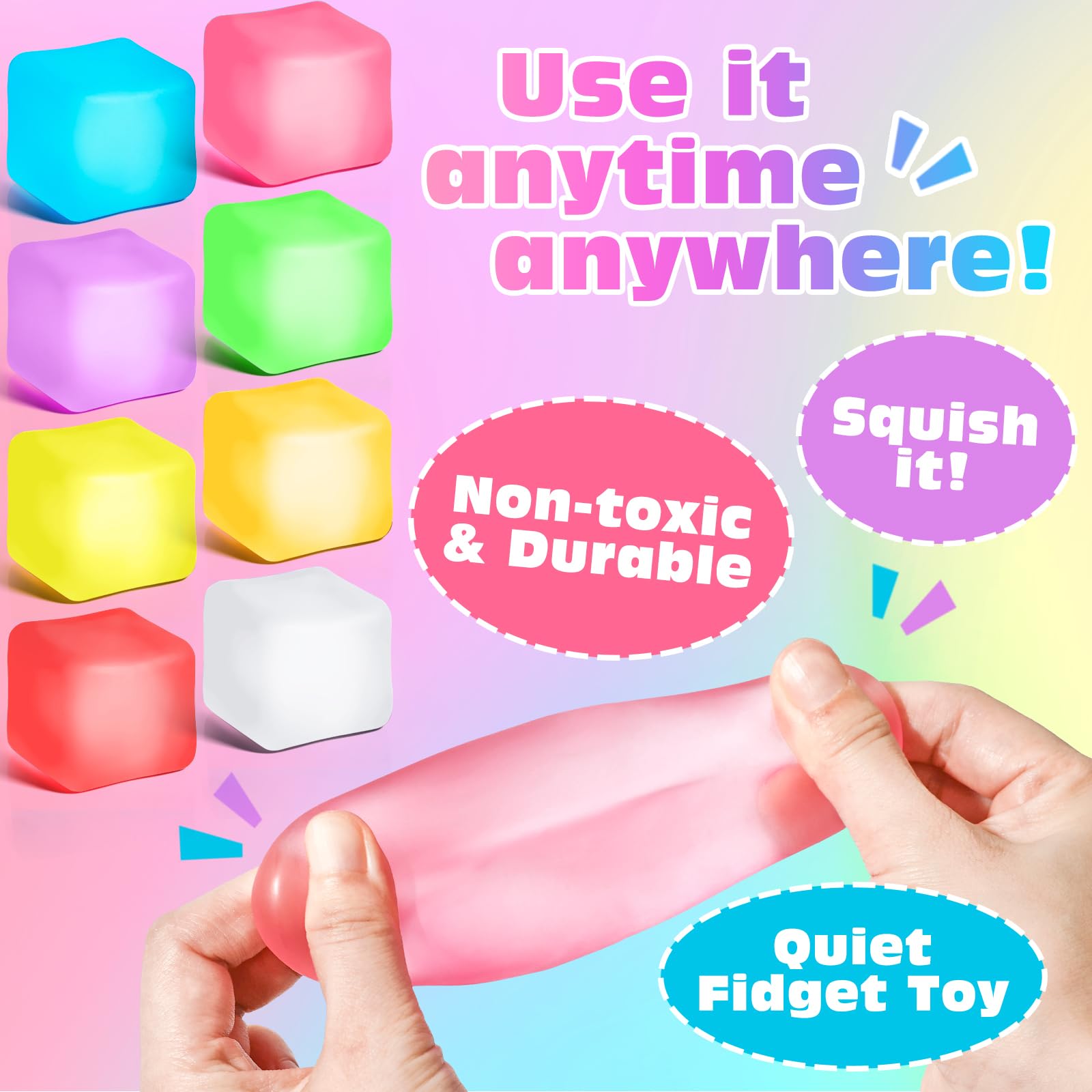 VISCOO 8-pack stress cubes in pink for soothing fidgeting and focus