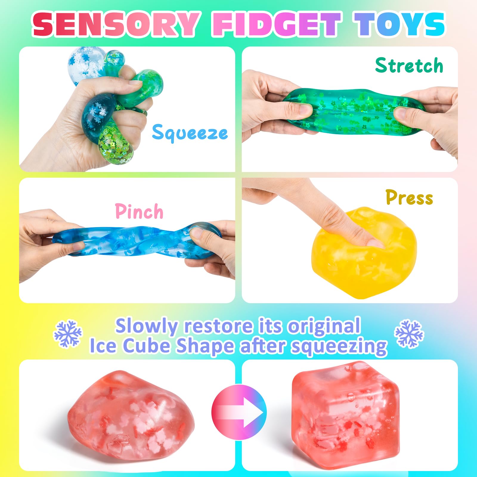 VISCOO green ice cube stress ball with flowers for steady attention
