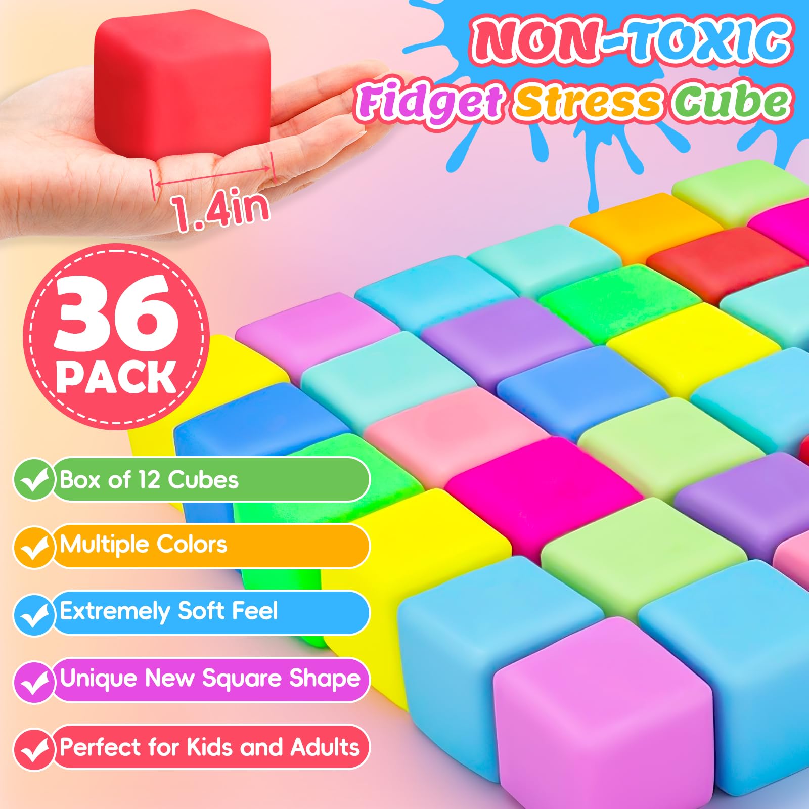VISCOO slow-rise stress cube with gentle return for quiet fidgeting