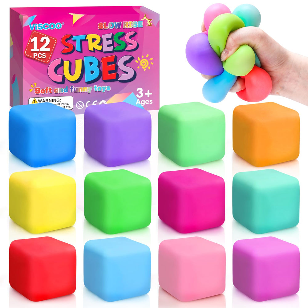 VISCOO stress cube 12-pack with gift box aiding focus in classroom and office